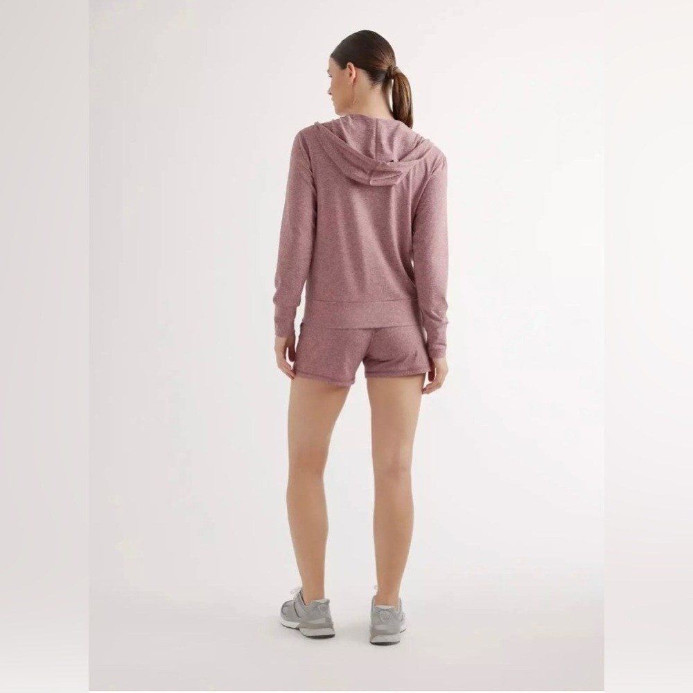 Quince Flowknit Super Soft Full Zip Hoodie in Heathered Rose Size Medium - Picture 3 of 7